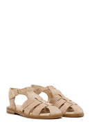 Woman Cream Buckled Ankle Suede Sandal | Derimod