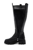 Woman Black Zippered Thick Sole Leather Boot | Derimod