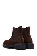 Woman Brown Thick-Soled Suede Leather Chelsea Boots | Derimod