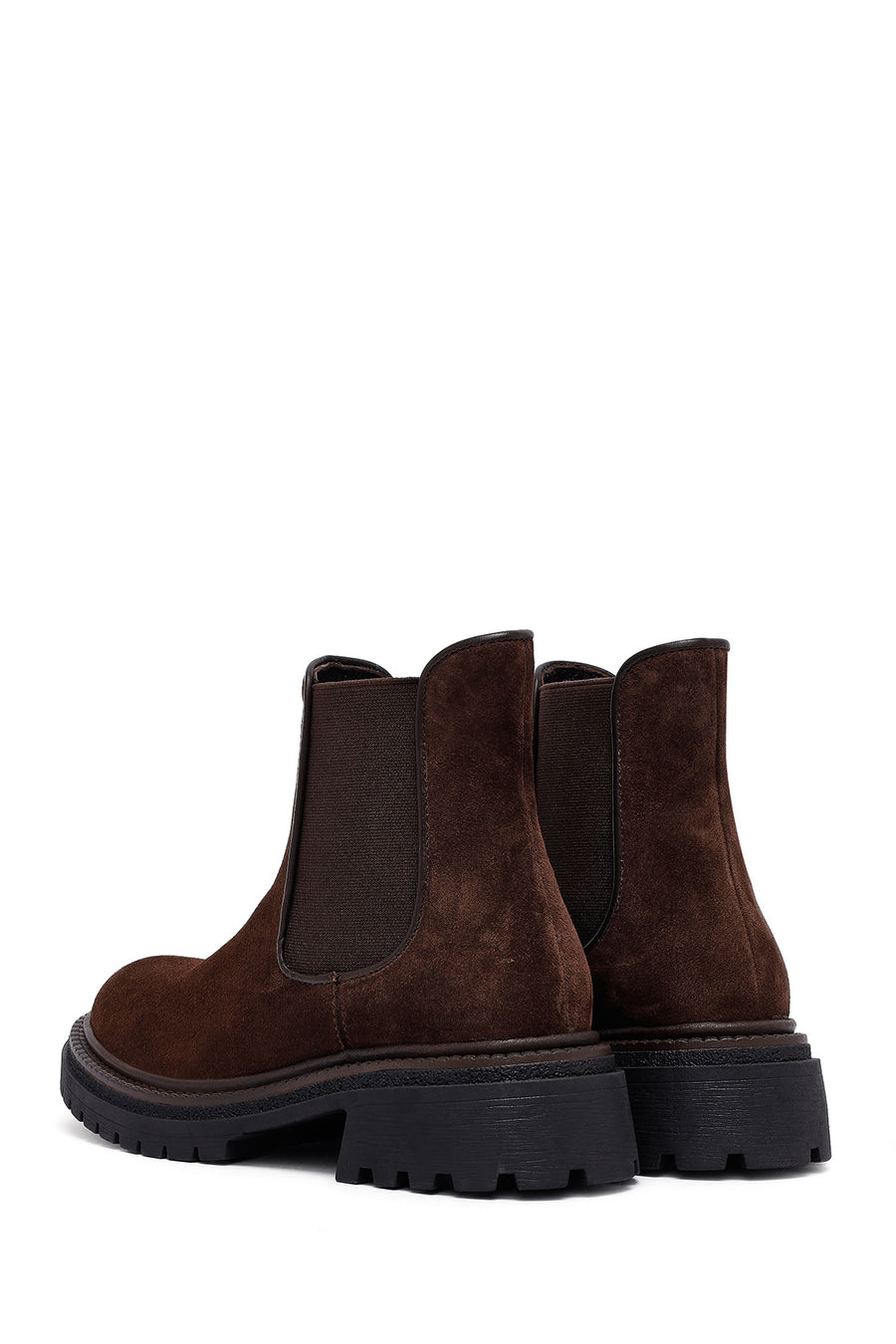 Woman Brown Thick-Soled Suede Leather Chelsea Boots