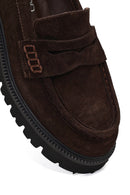Woman Brown Thick-Soled Suede Loafer | Derimod