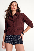 Cassandra Kadın Bordo Slim-Fit Süet Deri Ceket | Derimod