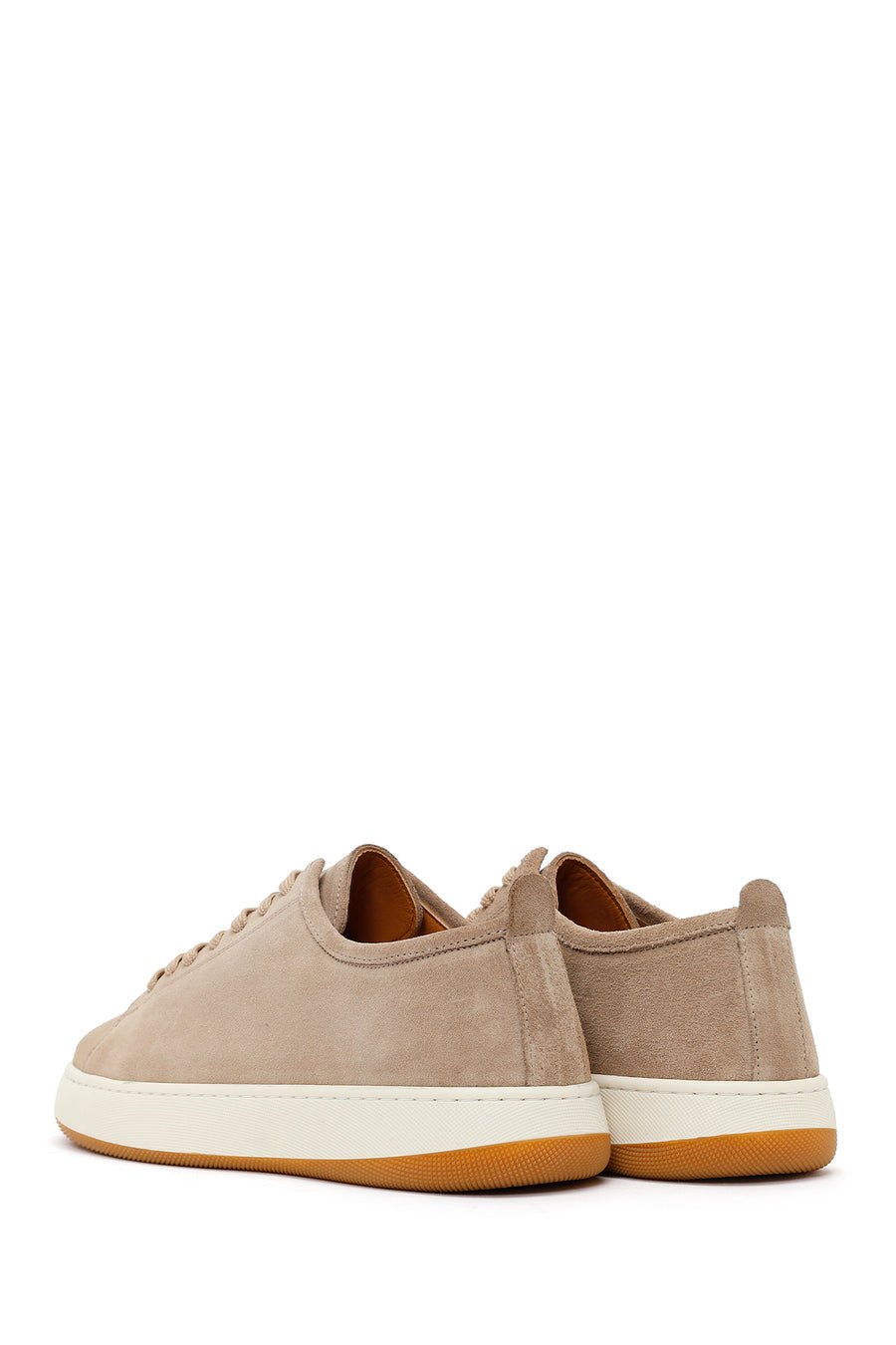 Male Beige Lace-Up Thick-Soled Suede Leather Sneaker