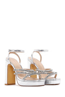 Women's Silver Stone High Heel Sandals | Derimod