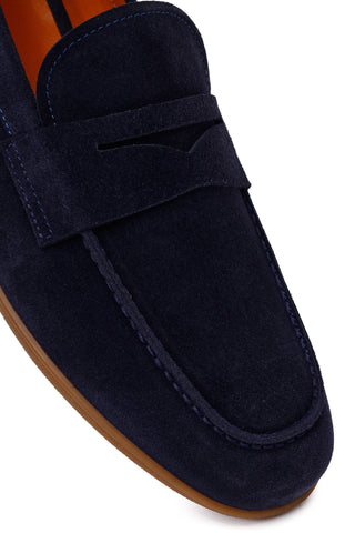 Erkek Lacivert Süet Deri Loafer
