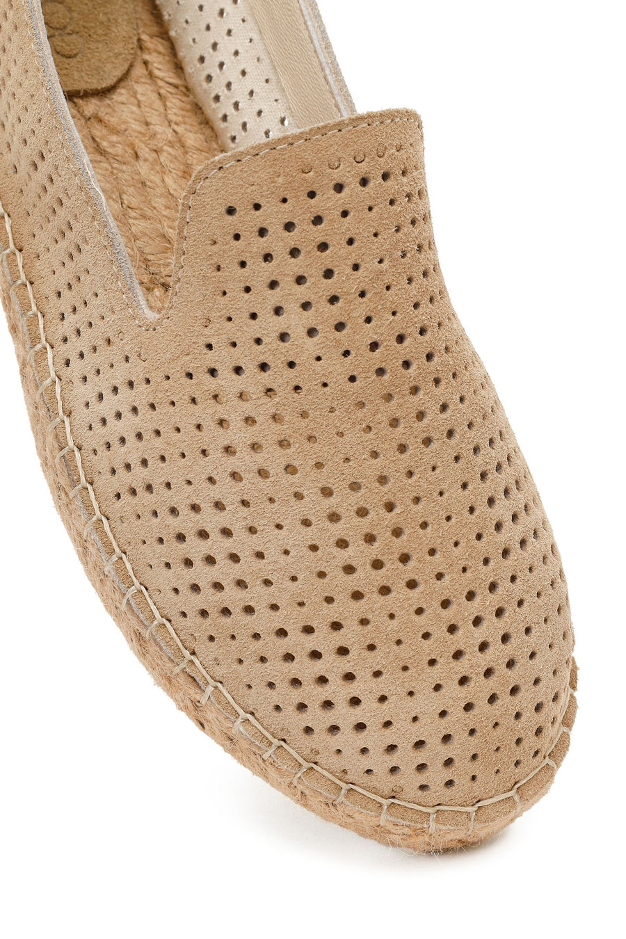 Women's Beige Patterned Suede Leather Espadrilles