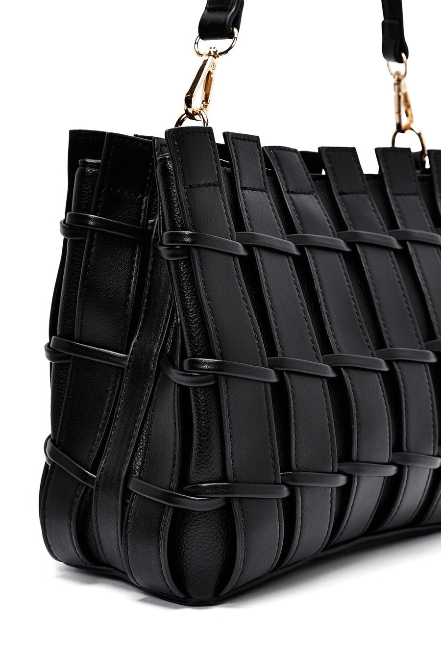 Women's Black Long Strap Knitted Shoulder Bag