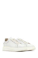 Men's White Lace-Up Thick-Soled Leather Sneaker | Derimod