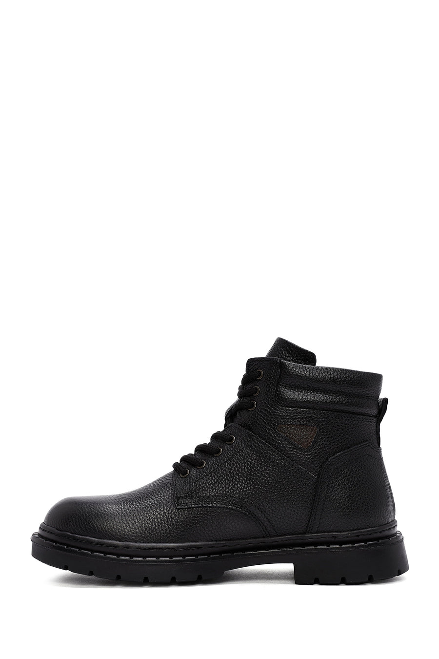 Men's Black Lace-Up Leather Casual Boots