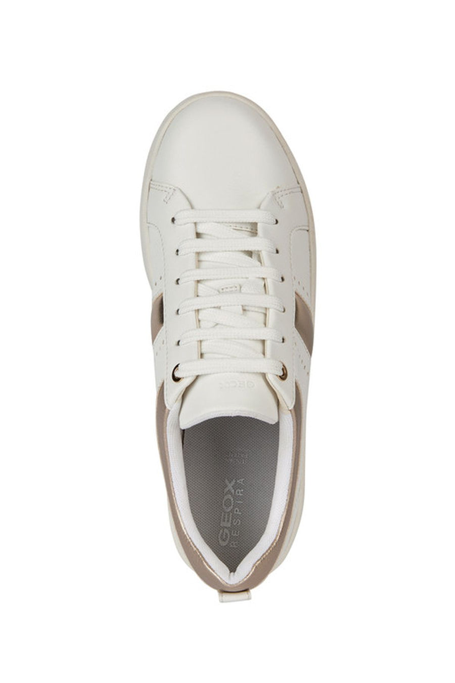 Geox Women's White D Skyely Lace-up Leather Sports Shoes