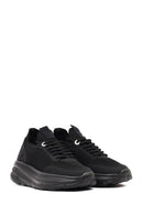 Derimod Zero Women's Black Lace-Up Thick-Soled Fabric Sneaker | Derimod