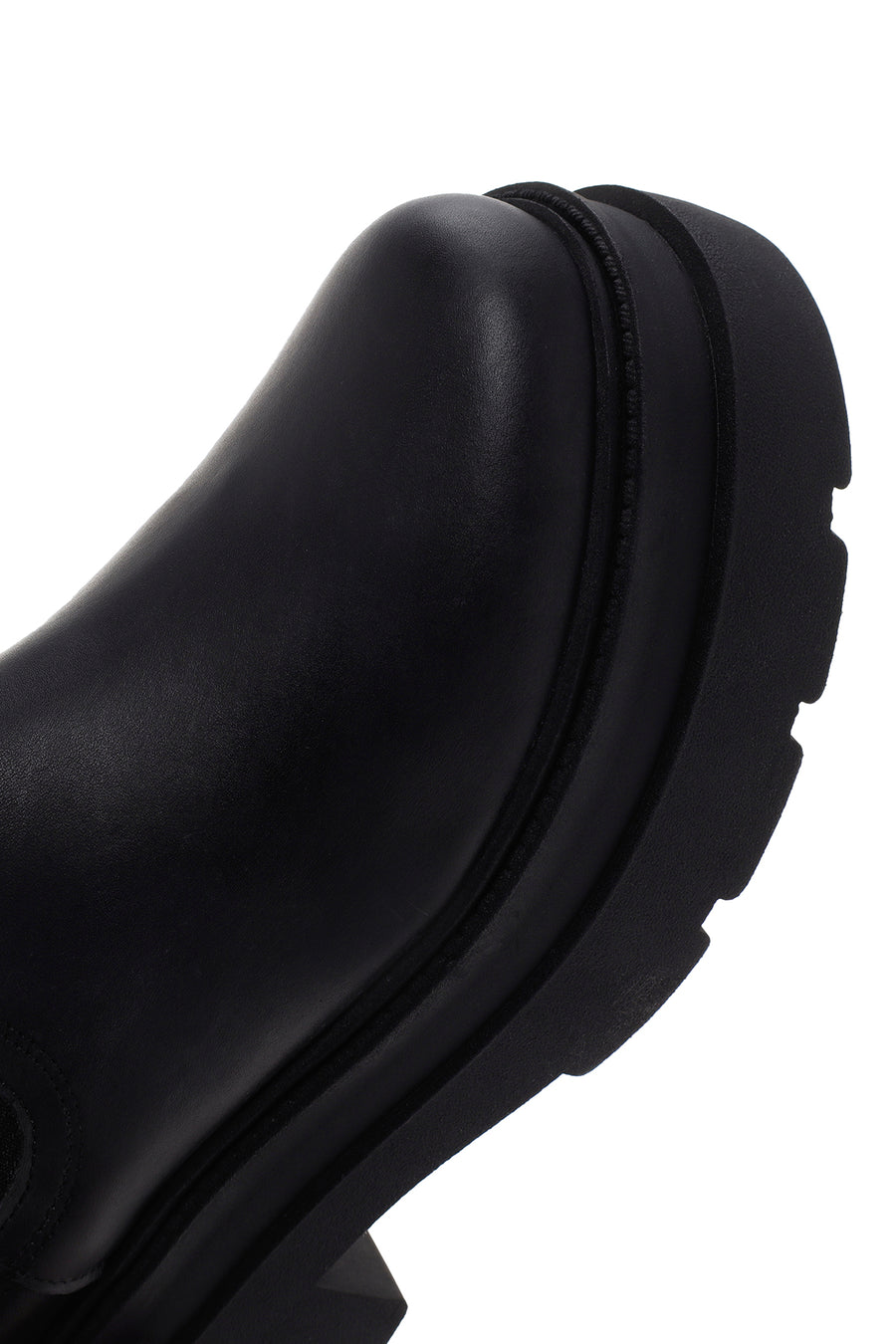 Women's Black Thick Soled Chelsea Leather Boots