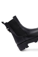 Woman Black Thick Sole Leather Chelsea Boots | Derimod