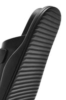 Men's Black Buckled Leather Slippers | Derimod