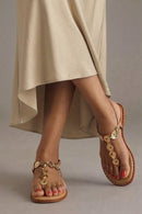 Women's Brown Ankle Buckle Flip-Flop Leather Sandals | Derimod