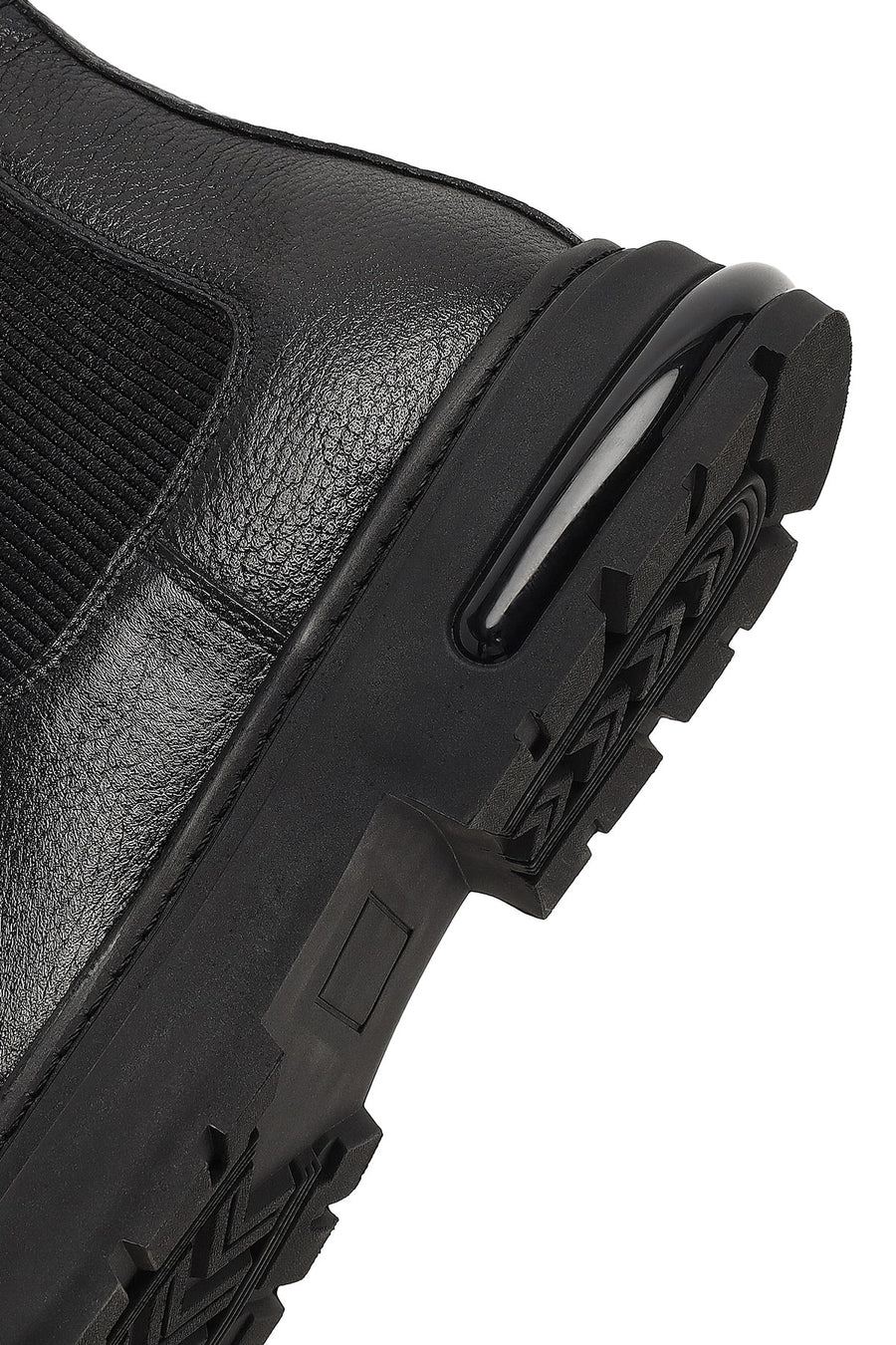 Male Black Thick-Soled Leather Chelsea Boots