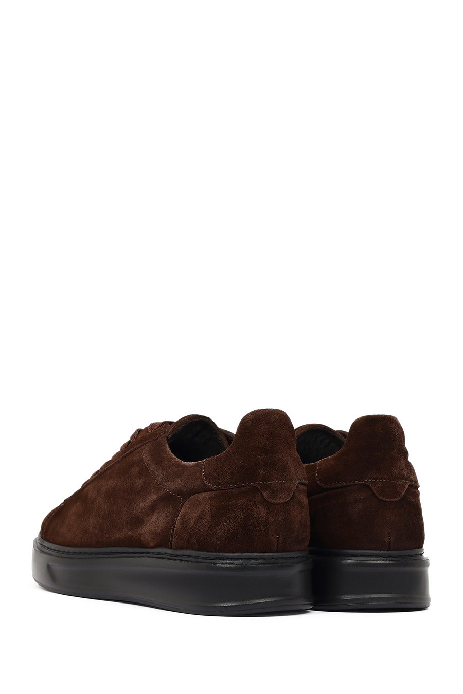 Men's Brown Lace-Up Suede Leather Sneakers