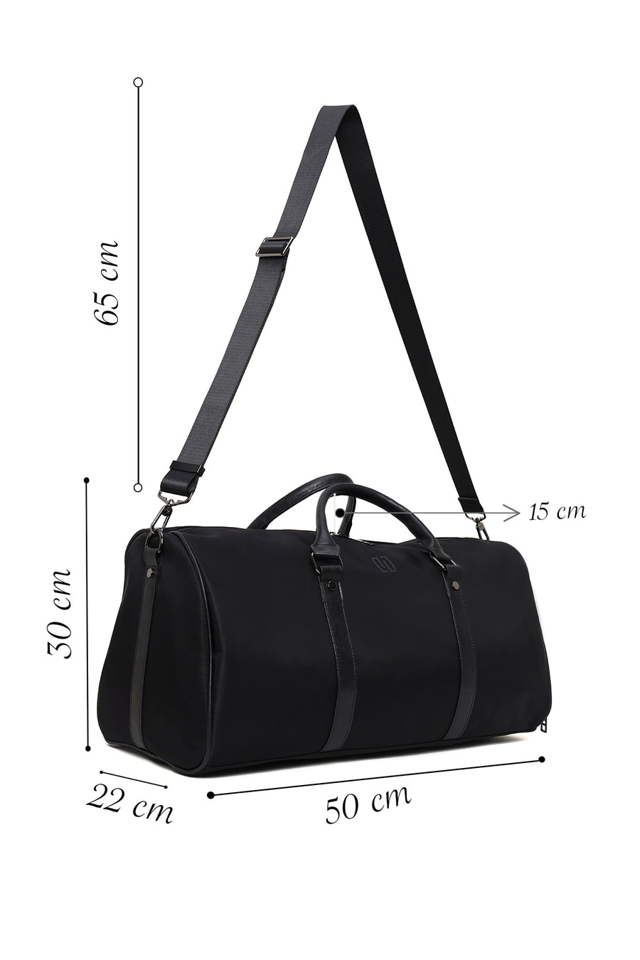 Unisex Black Long-Strap Trip Bag