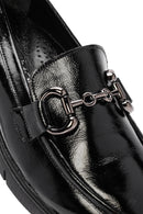 Woman Black Buckled Patent Leather Leather Comfort Loafer | Derimod