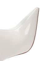 Women's White Zippered Thin Heel Patent Leather Boots | Derimod