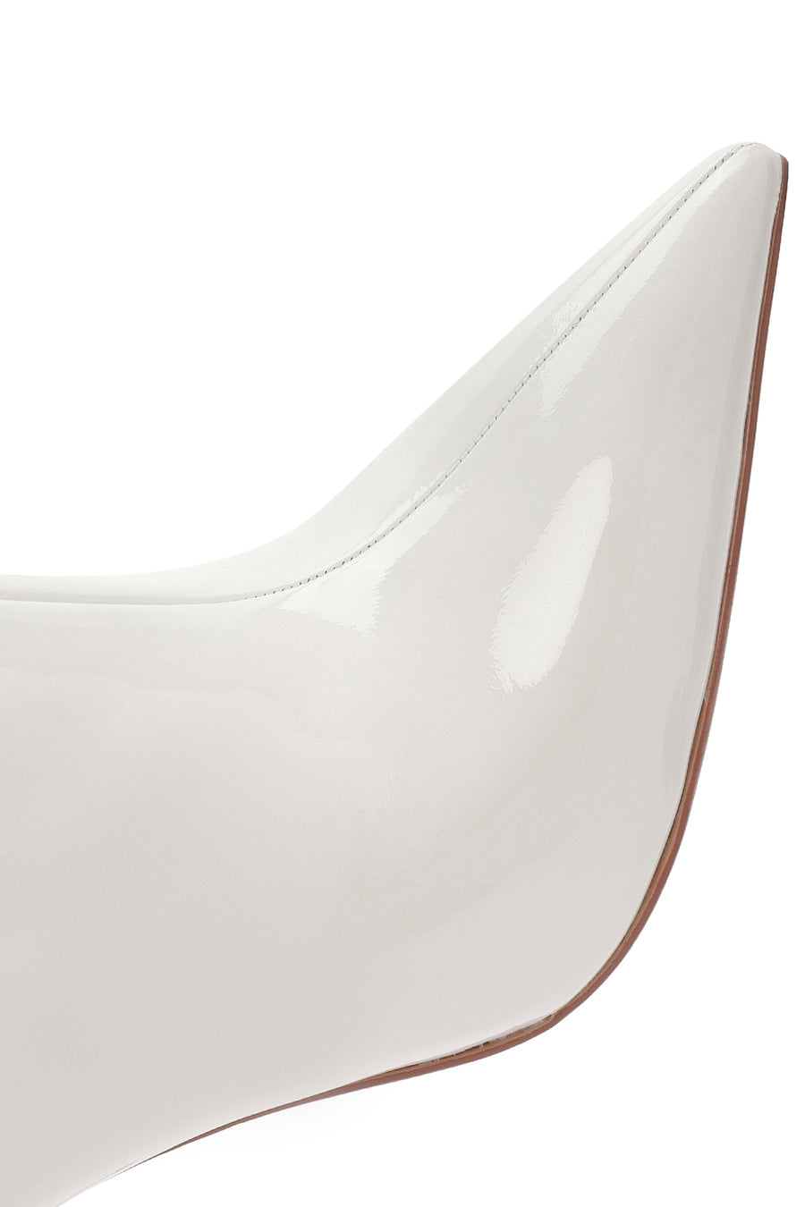 Women's White Zippered Thin Heel Patent Leather Boots