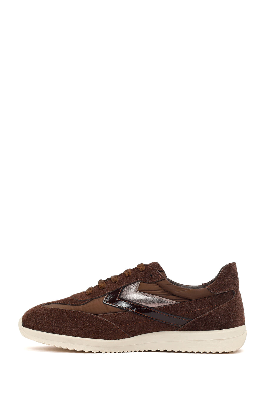 Women's Brown Lace-up Suede Leather Sneaker