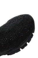 Women's Black Stone Thick Soled Sneaker | Derimod