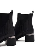 Women's Black Thick Heeled Leather Chelsea Boots | Derimod