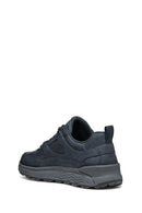 Geox Men's Navy Blue Laced Thick Sole Suede Leather Sneakers | Derimod