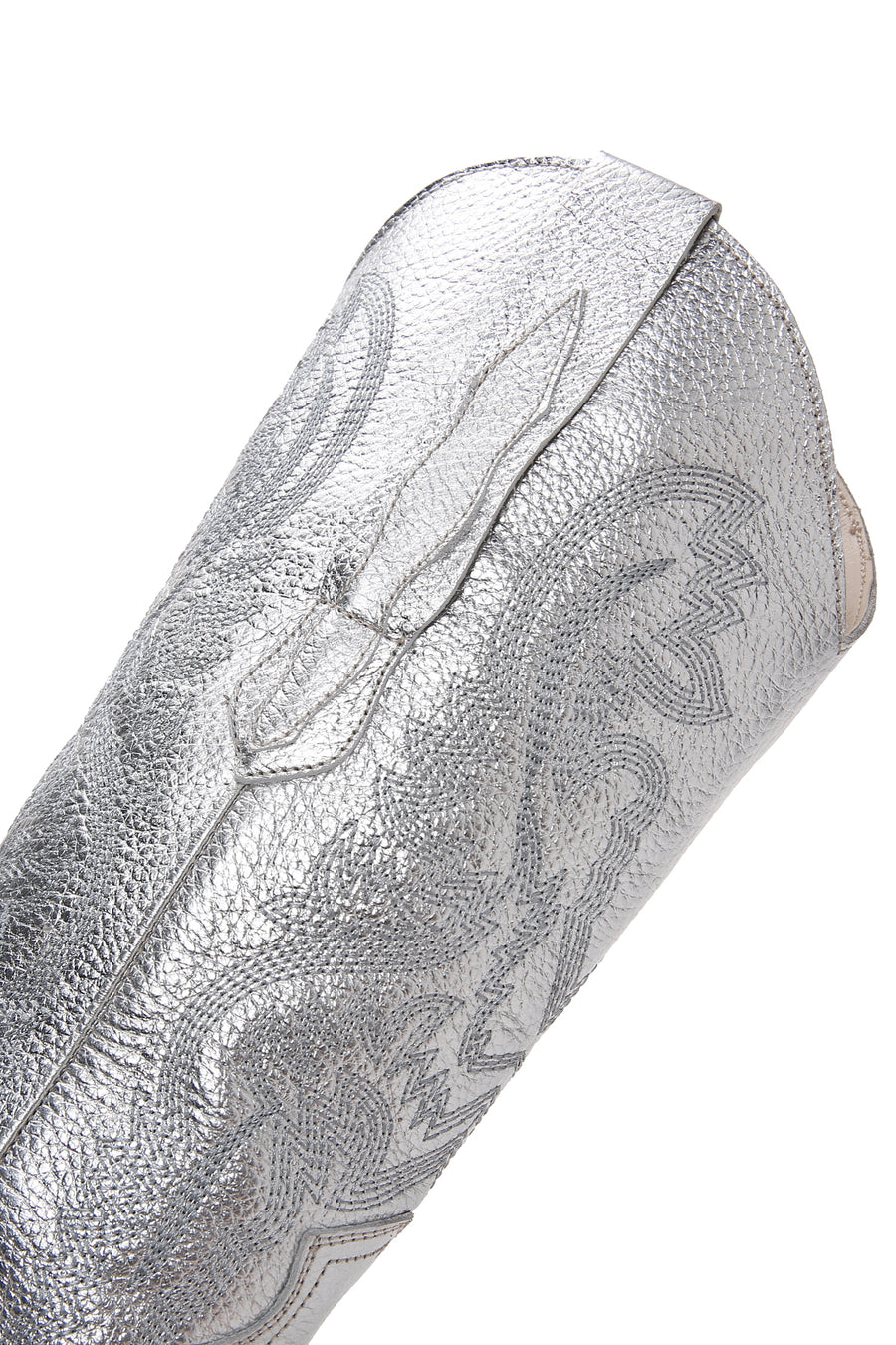 Women's Silver Leather Patterned Cowboy Boots