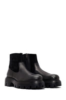 Men's Black Thick Soled Leather Boots | Derimod