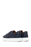 Men's Navy Blue Lace-Up Thick Sole Leather Sneaker | Derimod