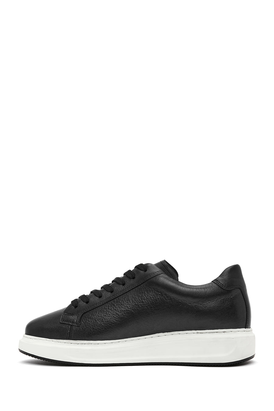 Men's Black Lace-up Leather Sneaker