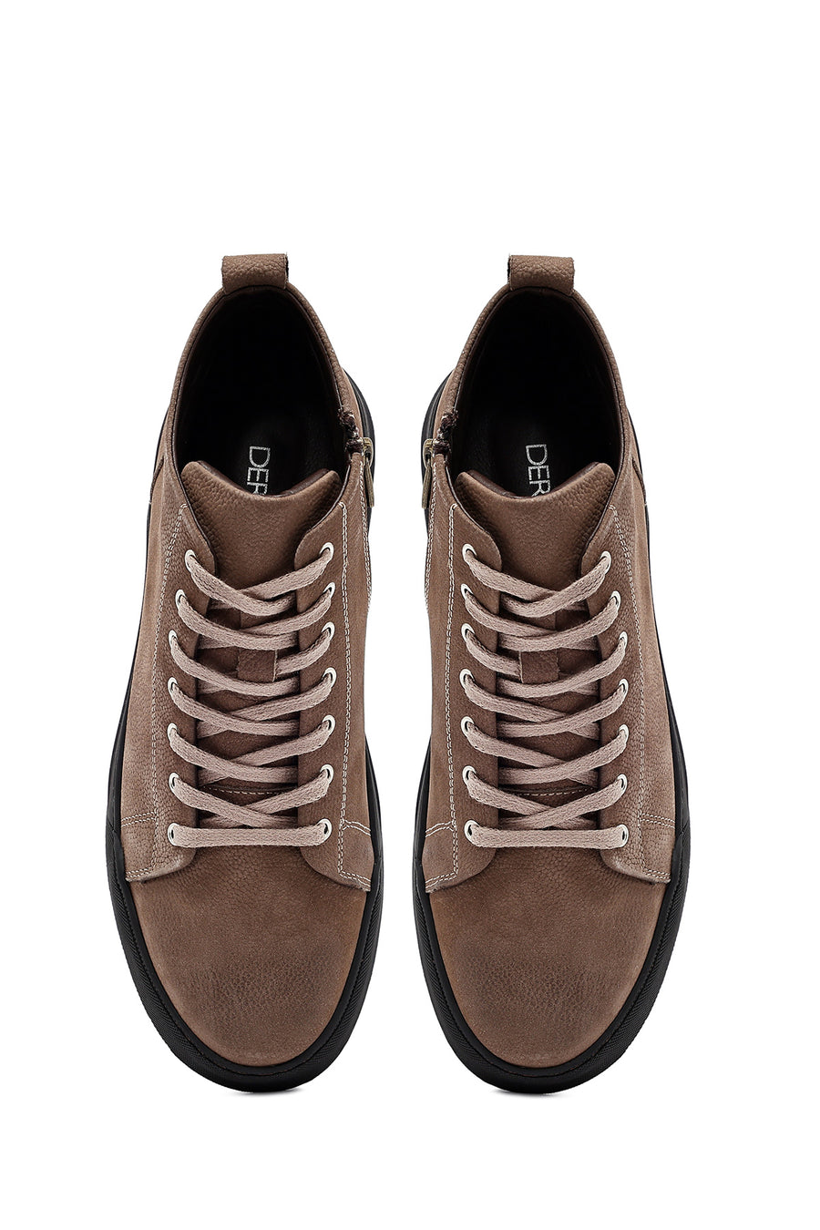 Men's Beige Zippered Nubuck Leather Sports Boots