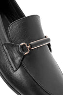 Woman Black Buckle-Detail Leather Masculine Loafer | Derimod