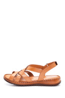 Women's Tan Leather Comfort Sandals | Derimod