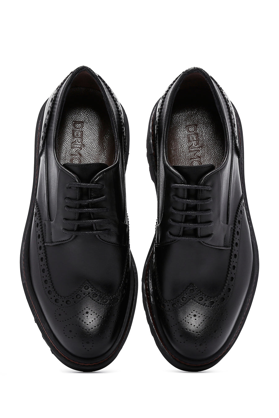 Men's Black Leather Thick Soled Casual Shoes