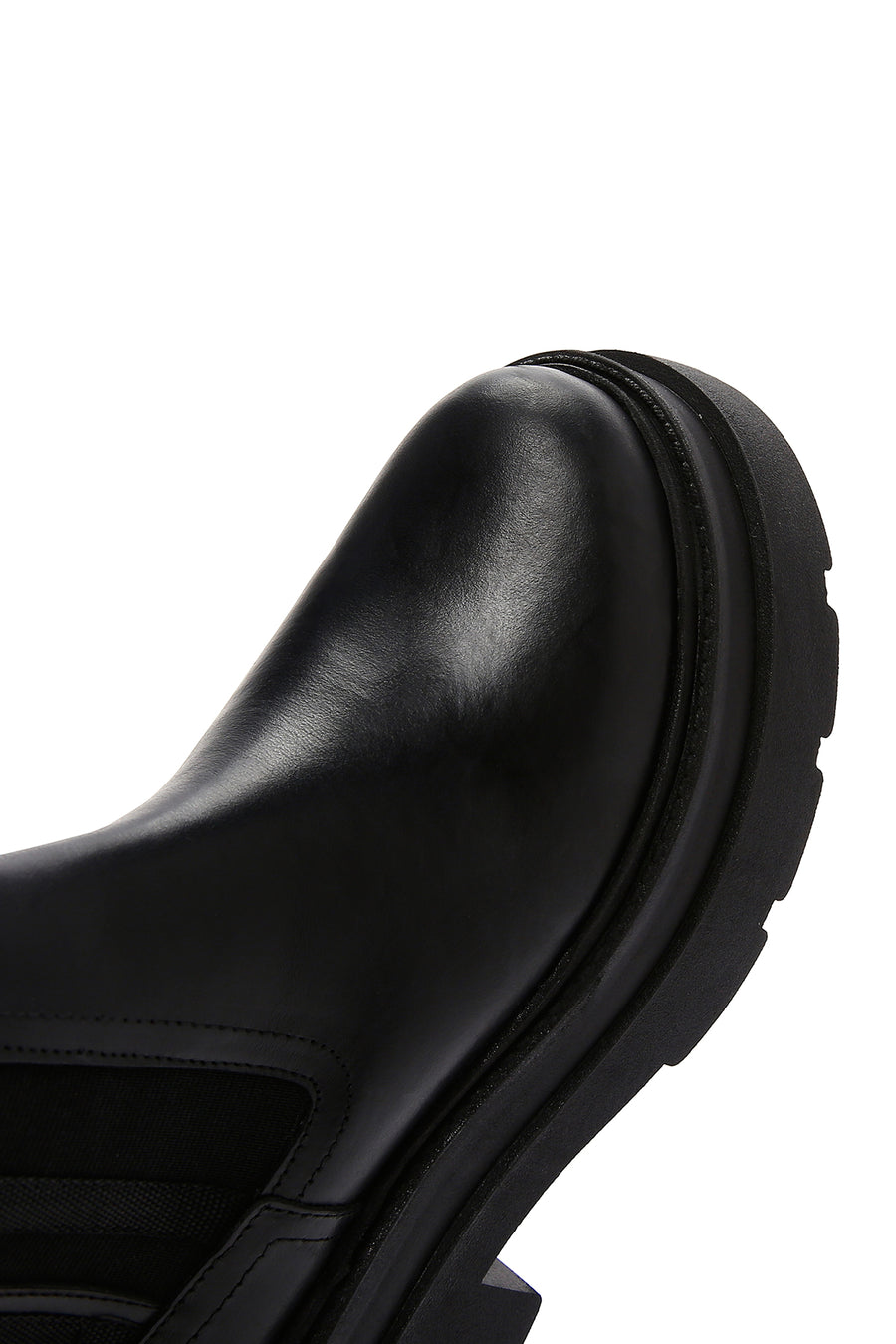 Women's Black Leather Thick Soled Chelsea Boots