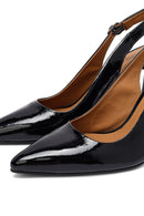 Woman Black Backless Chunky-Heeled Leather Shoes | Derimod