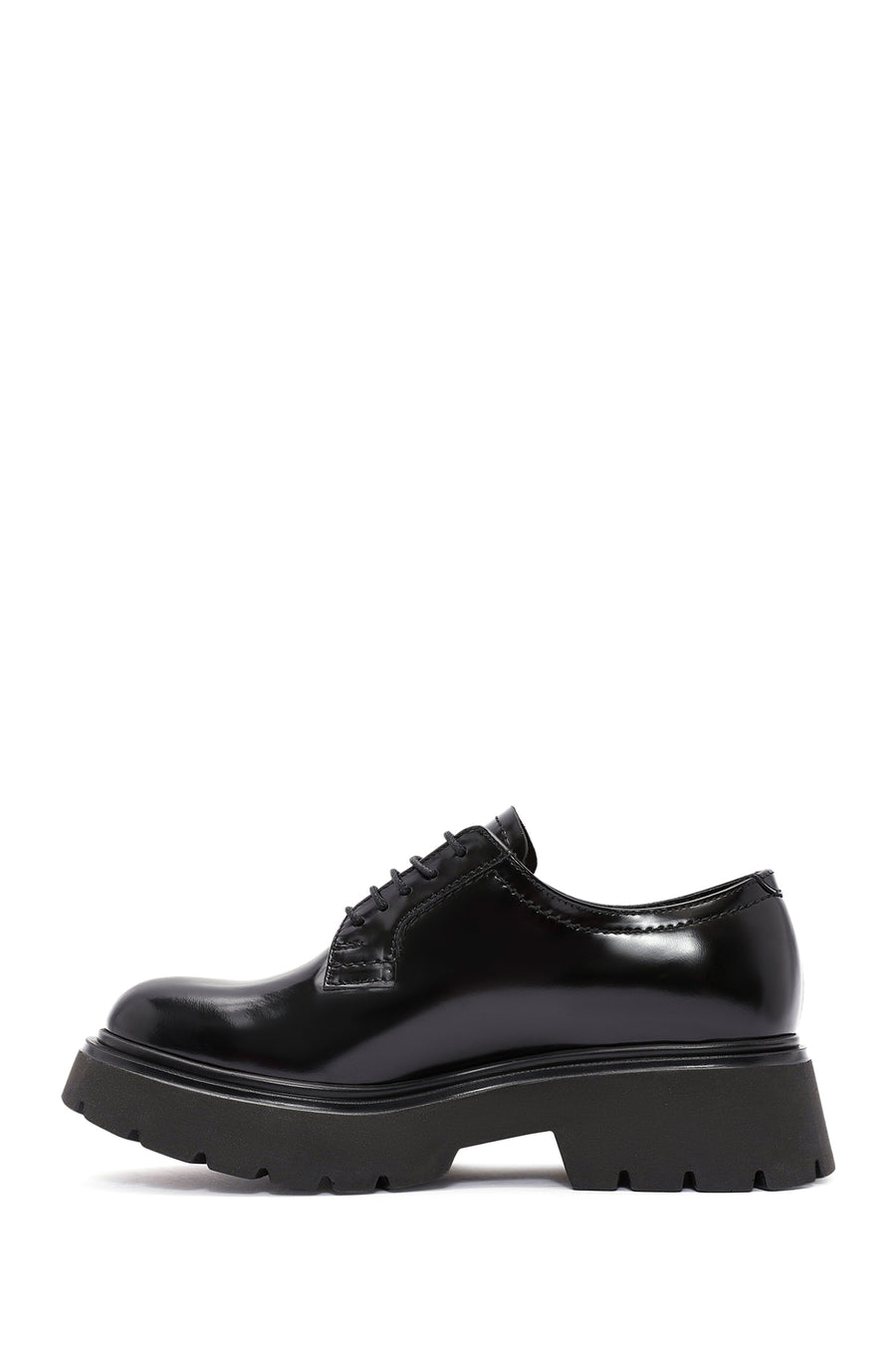 Women's Black Lace-Up Leather Oxford Shoes