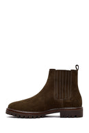 Women's Khaki Suede Leather Chelsea Boot | Derimod