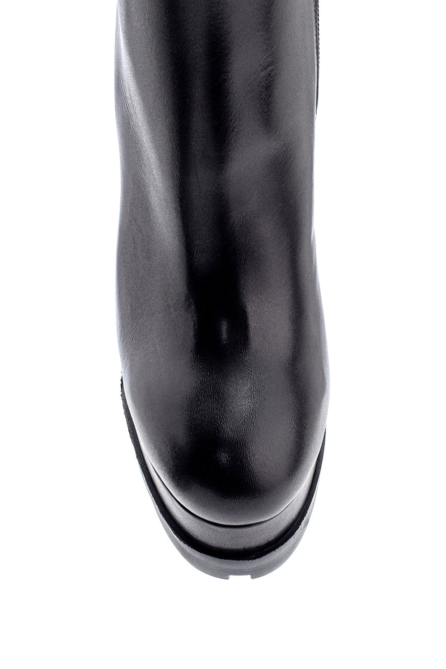Women's Leather Platform Heeled Boots