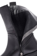 Woman Black Zippered Thick Sole Leather Boat | Derimod