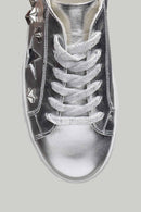 Star Detailed Silver Women's Leather Sneaker | Derimod
