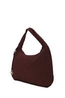 Woman Burgundy Woven Suede Shoulder Bag | Derimod