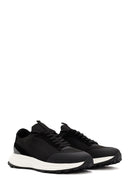 Derimod Zero Men's Black Lace-Up Thick Soled Fabric Sneaker | Derimod