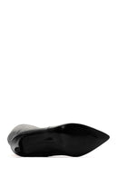Women's Black Zippered Thin Heeled Leather Boots | Derimod