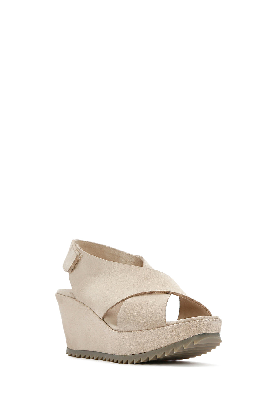 Women's Beige Back Strap Wedge Heel Suede Leather Sandals