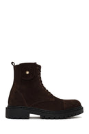 Male Brown Zip Closure Thick-Soled Suede Combat Boots | Derimod