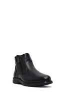 Male Black Double Zip Closure Leather Boots | Derimod